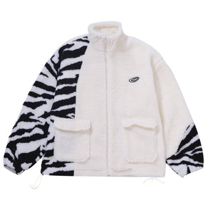 Eprezzy® - Stitching Zebra Pattern Sherpa Winter Coat Streetwear Fashion - eprezzy.com