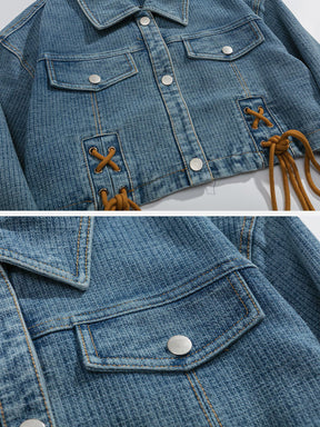 Eprezzy® - Strappy Patchwork Denim Regular Jacket Streetwear Fashion - eprezzy.com