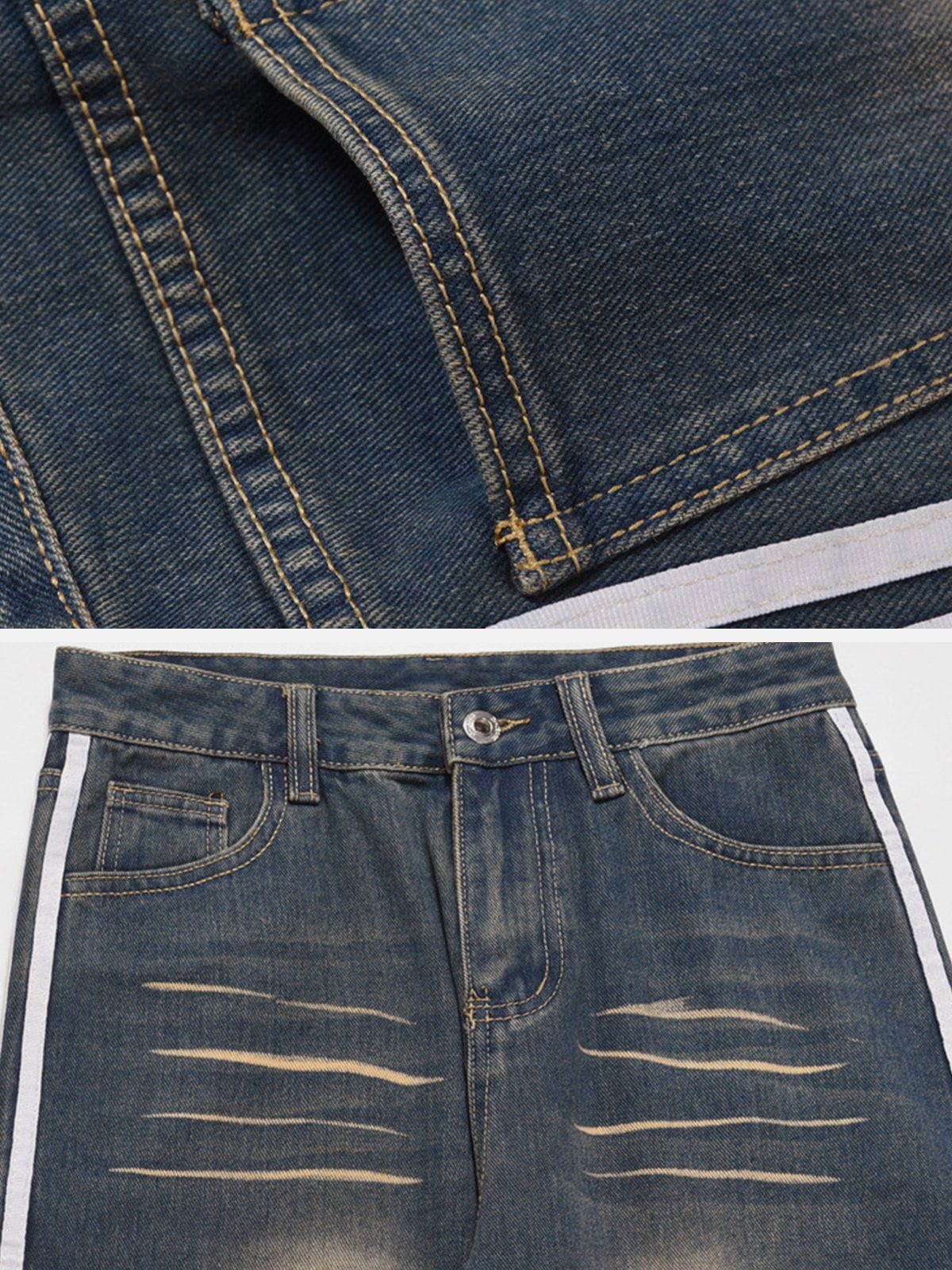 Eprezzy® - Stripe Washed Jeans Streetwear Fashion - eprezzy.com