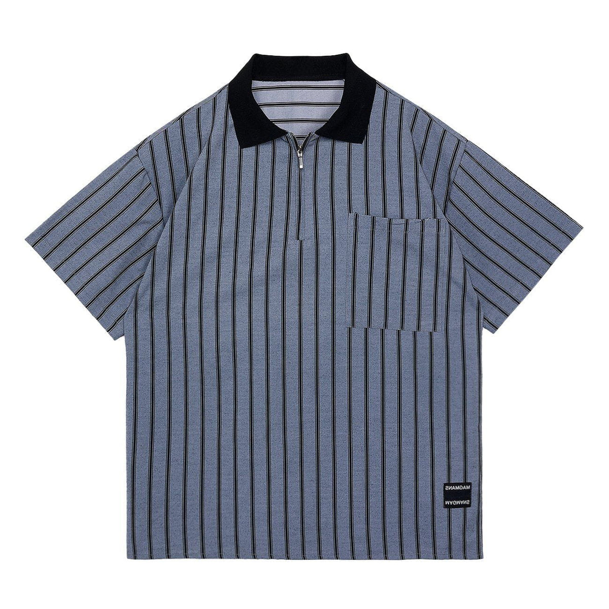 Eprezzy® - Stripe Zipper Short Sleeve Shirt Streetwear Fashion - eprezzy.com