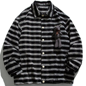 Eprezzy® - Striped Bear Decoration Jacket Streetwear Fashion - eprezzy.com