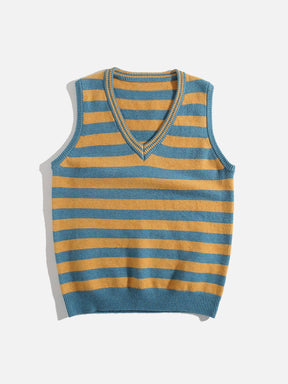 Eprezzy® - Striped Color Blocking Sweater Vest Streetwear Fashion - eprezzy.com