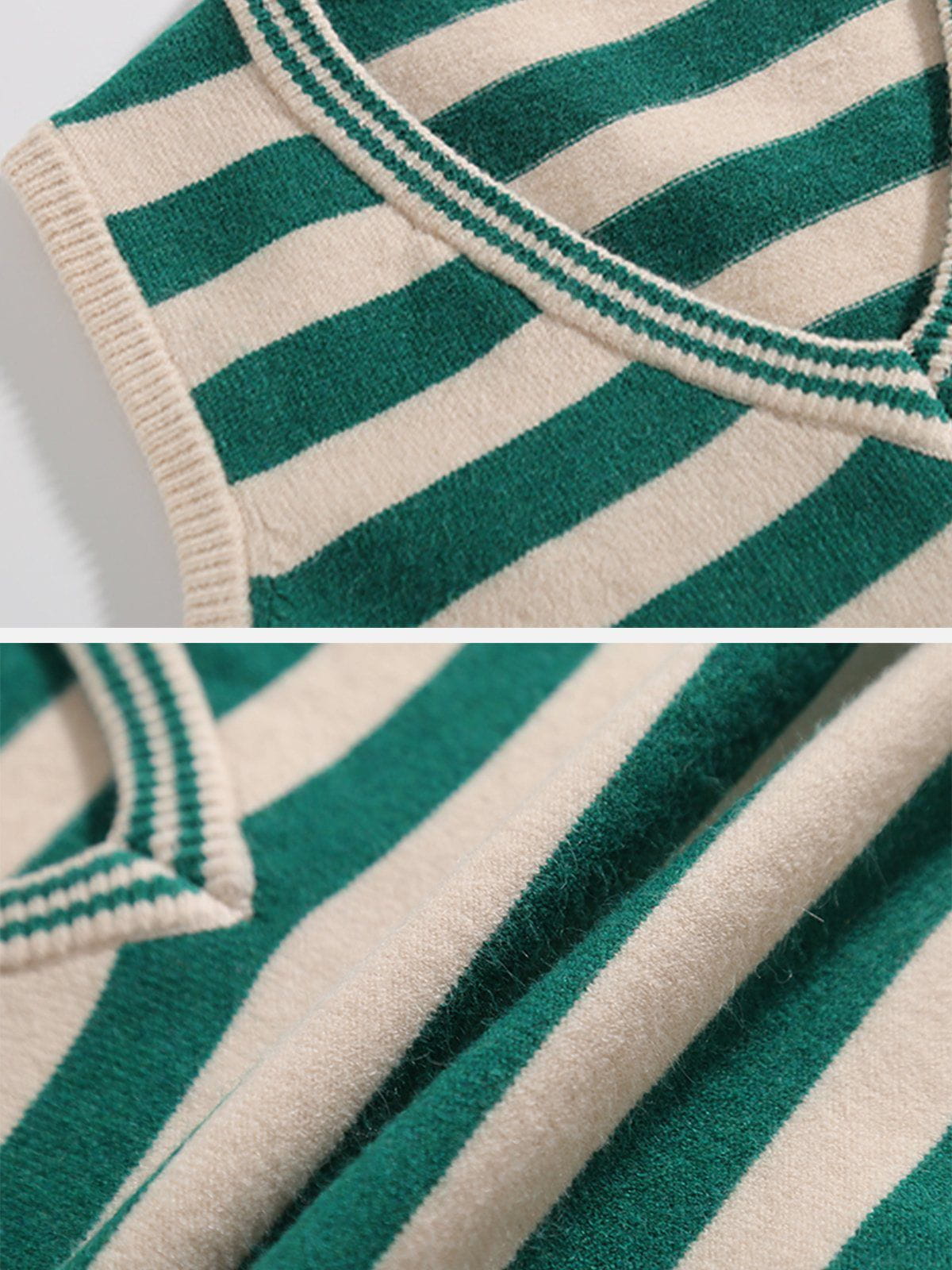 Eprezzy® - Striped Color Blocking Sweater Vest Streetwear Fashion - eprezzy.com