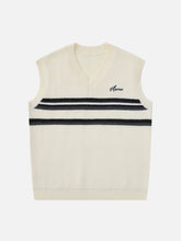Eprezzy® - Striped Patchwork Sweater Vest Streetwear Fashion - eprezzy.com