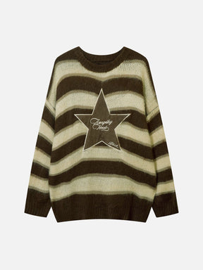 Eprezzy® - Striped Stars Graphic Sweater Streetwear Fashion - eprezzy.com