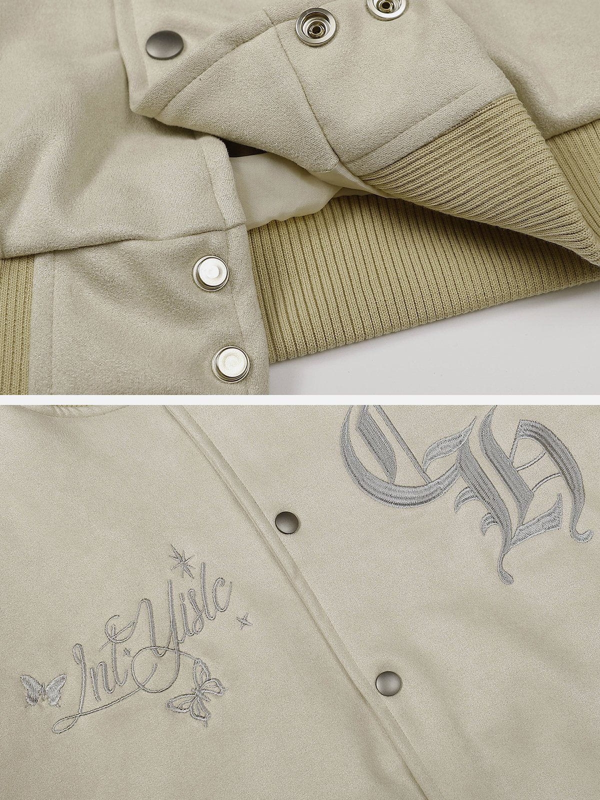 Eprezzy® - Suede Embroidered Varsity Jacket Streetwear Fashion - eprezzy.com