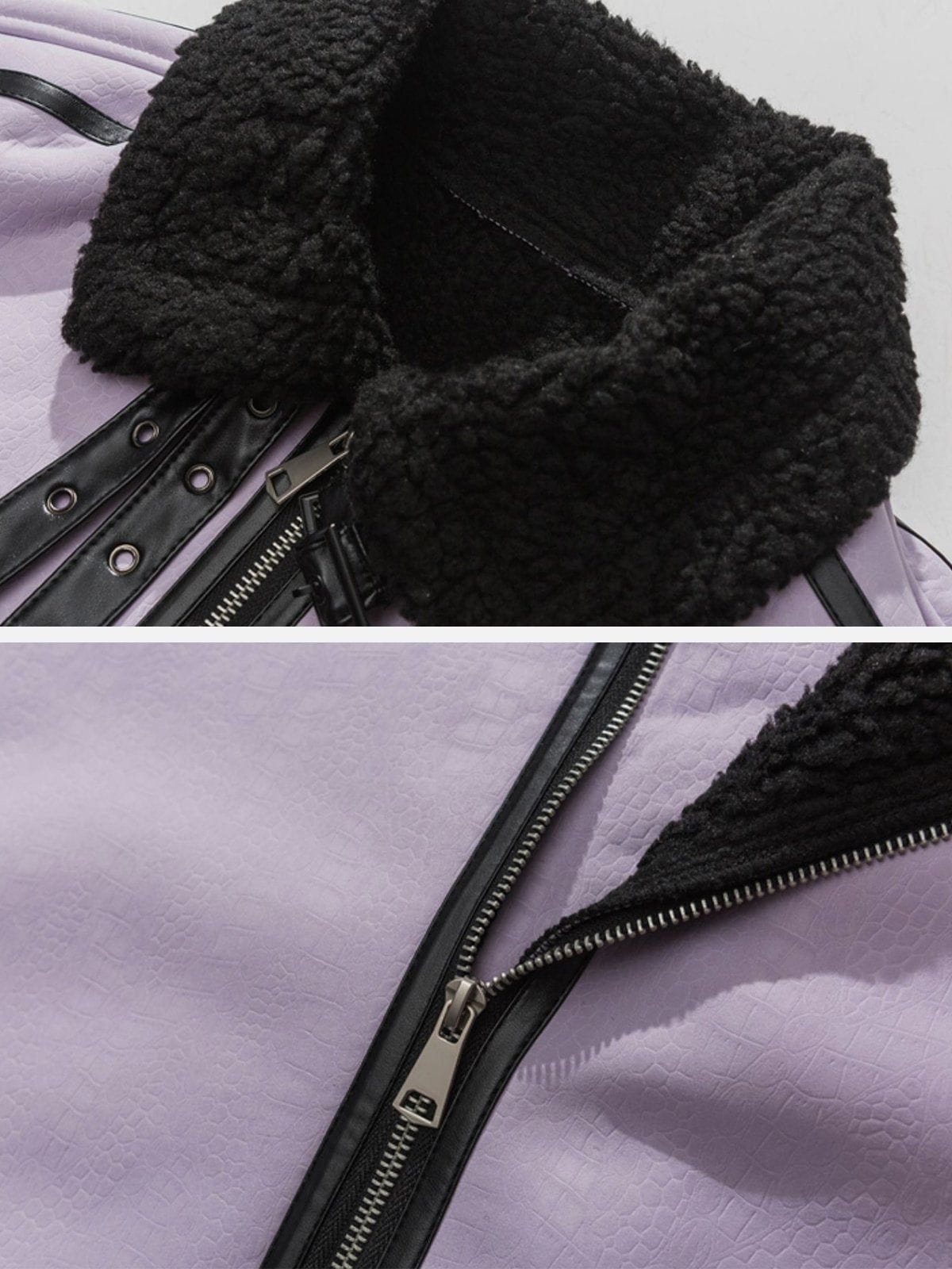 Eprezzy® - Suede Embroidery Sherpa Winter Coat Streetwear Fashion - eprezzy.com