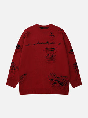 Eprezzy® - Teenage Embroidery Torn Sweater Streetwear Fashion - eprezzy.com