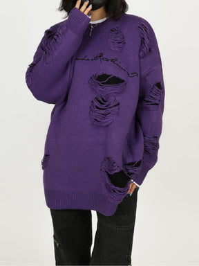 Eprezzy® - Teenage Embroidery Torn Sweater Streetwear Fashion - eprezzy.com