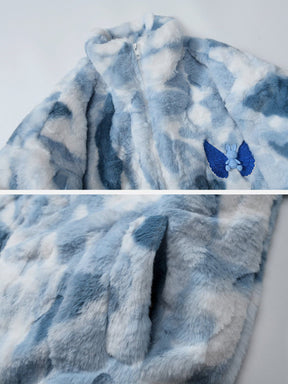 Eprezzy® - Tie Dye Angel Bunny Label Sherpa Coat Streetwear Fashion - eprezzy.com