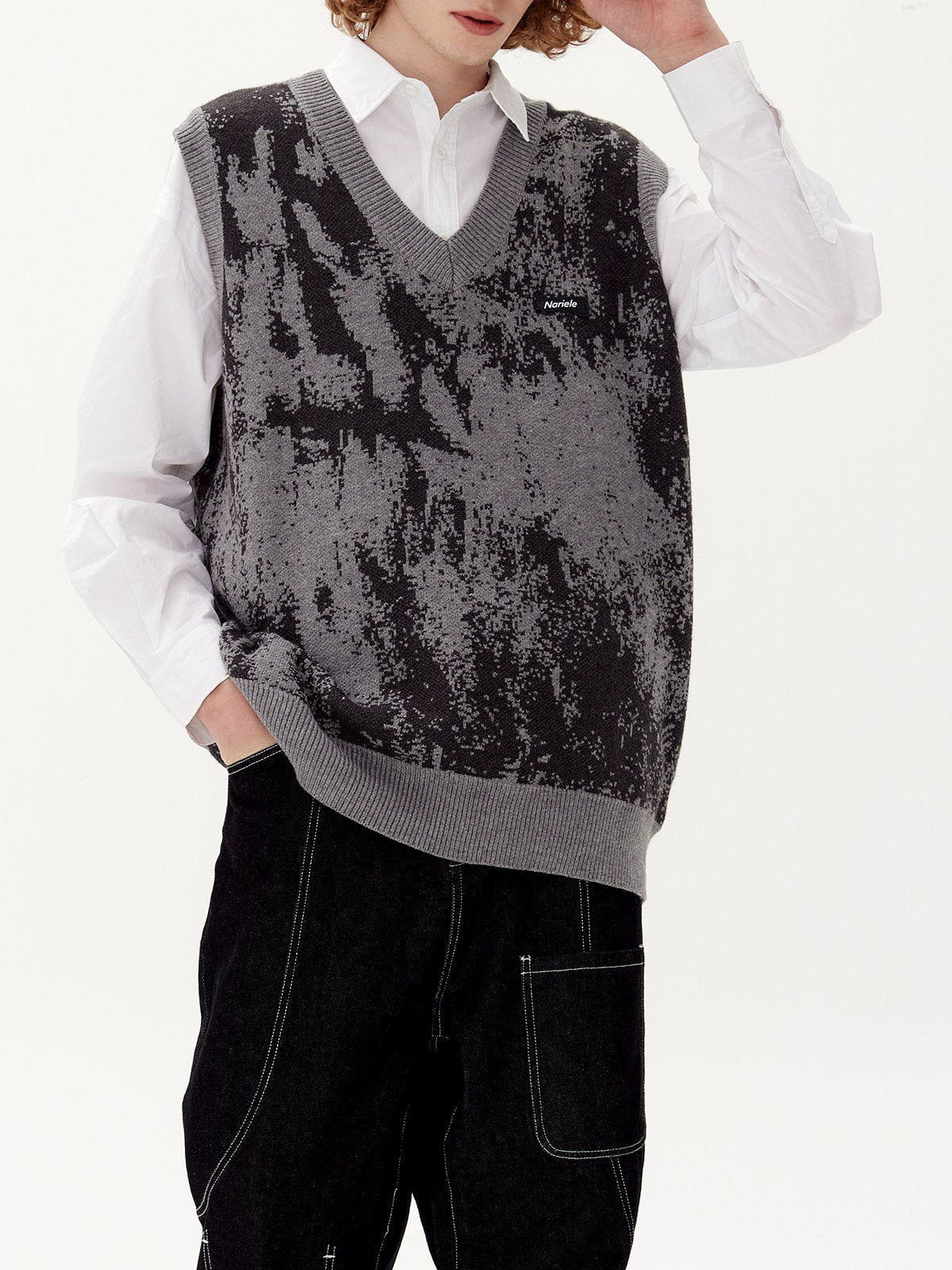 Eprezzy® - Tie Dye Jacquard Sweater Vest Streetwear Fashion - eprezzy.com