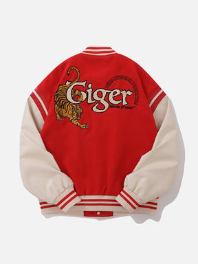 Eprezzy® - Tiger Embroidery Print Varsity Jacket Streetwear Fashion - eprezzy.com