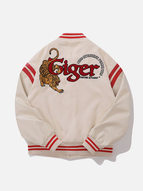 Eprezzy® - Tiger Embroidery Print Varsity Jacket Streetwear Fashion - eprezzy.com