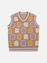 Eprezzy® - Toast Jacquard Sweater Vest Streetwear Fashion - eprezzy.com