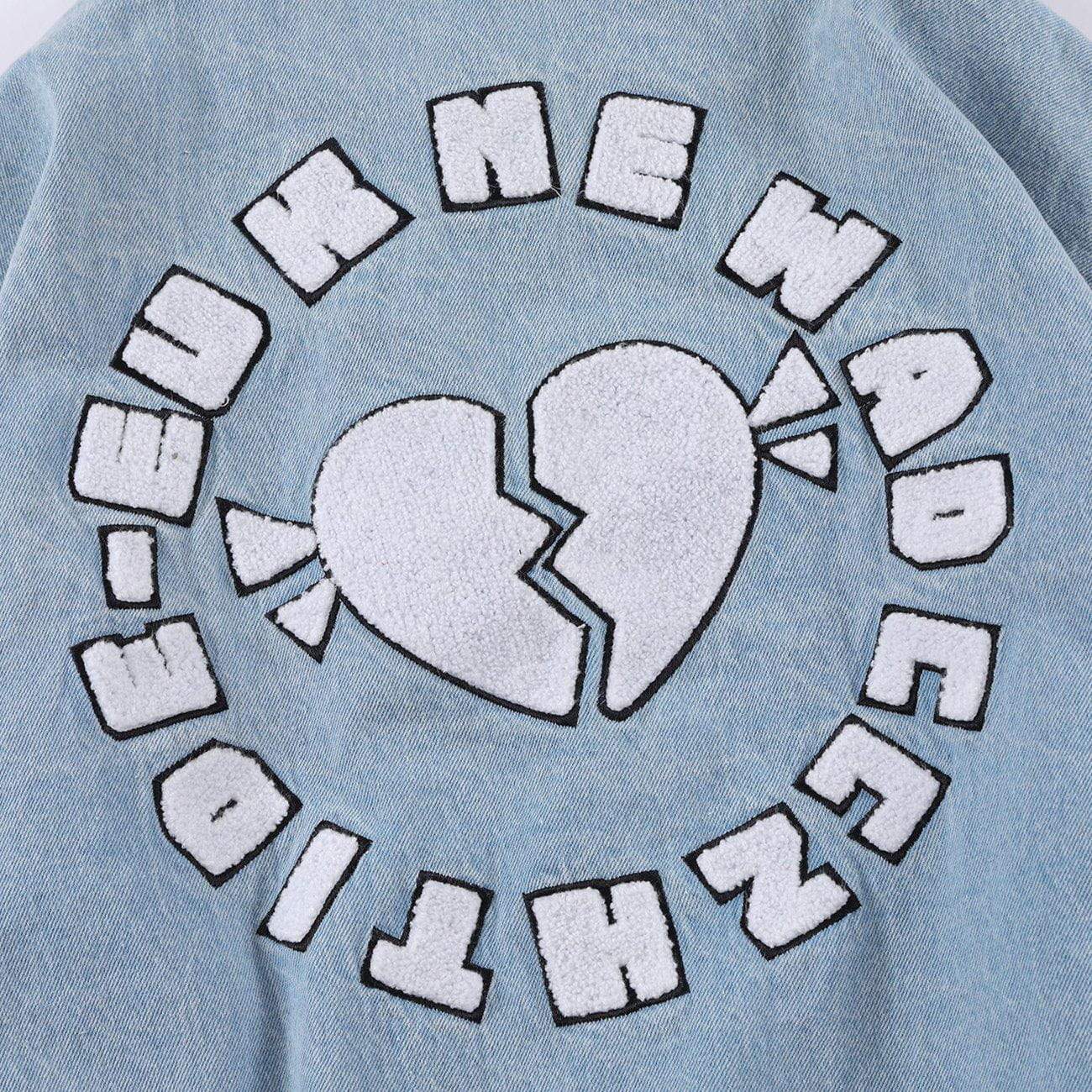 Eprezzy® - Towel Embroidered Heartbreak Varsity Jacket Streetwear Fashion - eprezzy.com