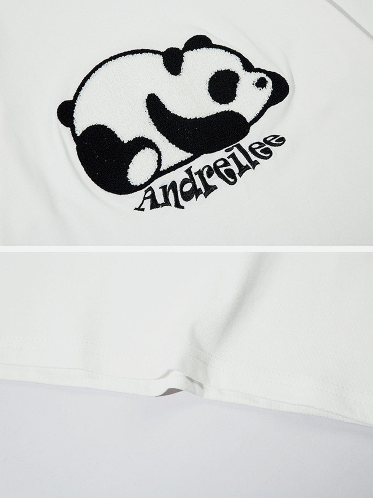 Eprezzy® - Towel Embroidery Panda Print Tee Streetwear Fashion - eprezzy.com