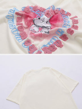 Eprezzy® - Towel Embroidery Rabbit Heart Element Tee Streetwear Fashion - eprezzy.com