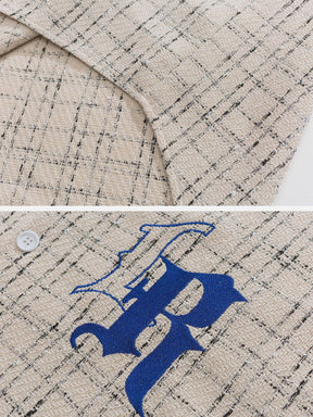 Eprezzy® - Trellis Letter Embroidery Long Sleeve Shirts Streetwear Fashion - eprezzy.com