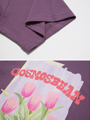 Eprezzy® - Tulip Graffiti Print Tee Streetwear Fashion - eprezzy.com