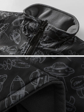 Eprezzy® - UFO Print Fleece Reversible Jacket Streetwear Fashion - eprezzy.com