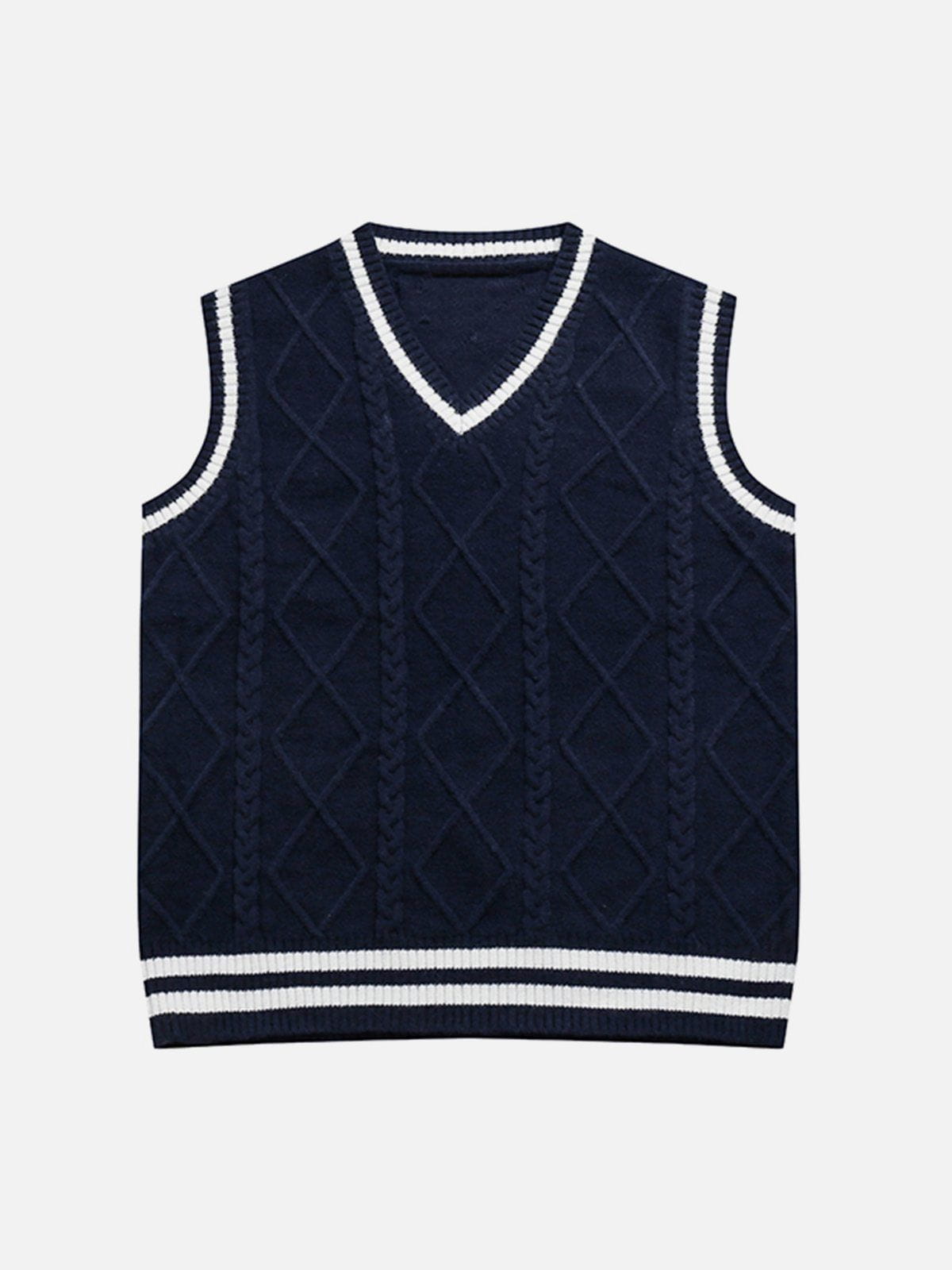 Eprezzy® - V-neck Braided Pattern Sweater Vest Streetwear Fashion - eprezzy.com