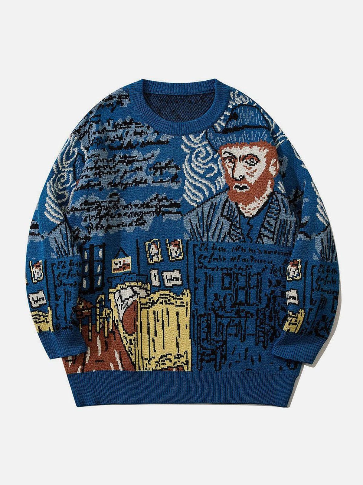 Eprezzy® - Van Gogh Oil Painting Knit Sweater Streetwear Fashion - eprezzy.com