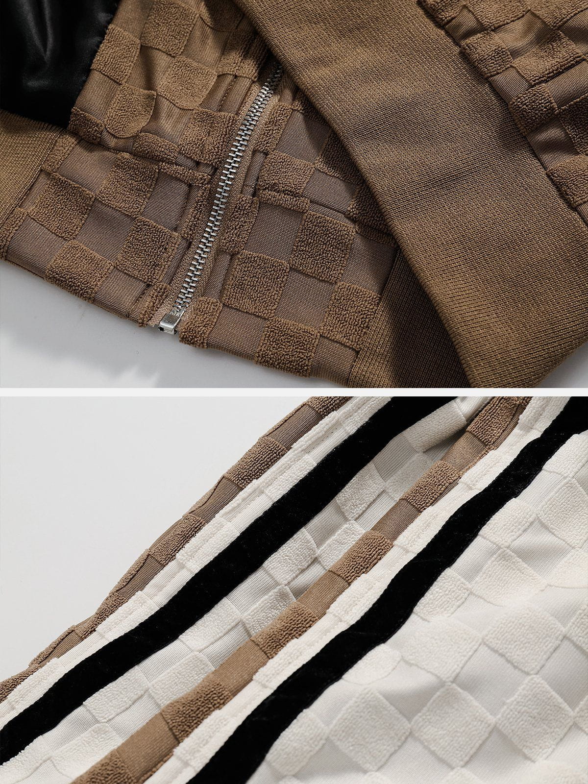 Eprezzy® - Vintage Contrast Check Varsity Jacket Streetwear Fashion - eprezzy.com