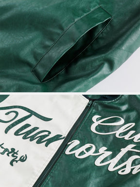 Eprezzy® - Vintage Contrast Leather Jacket Streetwear Fashion - eprezzy.com