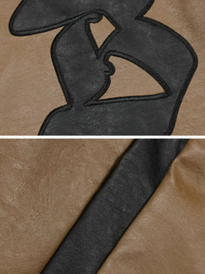Eprezzy® - Vintage Embroidered Letters Leather Jacket Streetwear Fashion - eprezzy.com