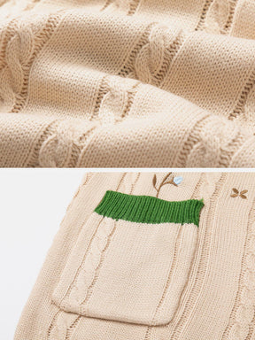 Eprezzy® - Vintage Embroidery Sweater Vest Streetwear Fashion - eprezzy.com