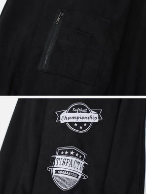 Eprezzy® - Vintage Flocked Badge Varsity Jacket Streetwear Fashion - eprezzy.com