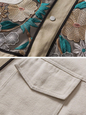 Eprezzy® - Vintage Flower Embroidery Stitching Jacket Streetwear Fashion - eprezzy.com
