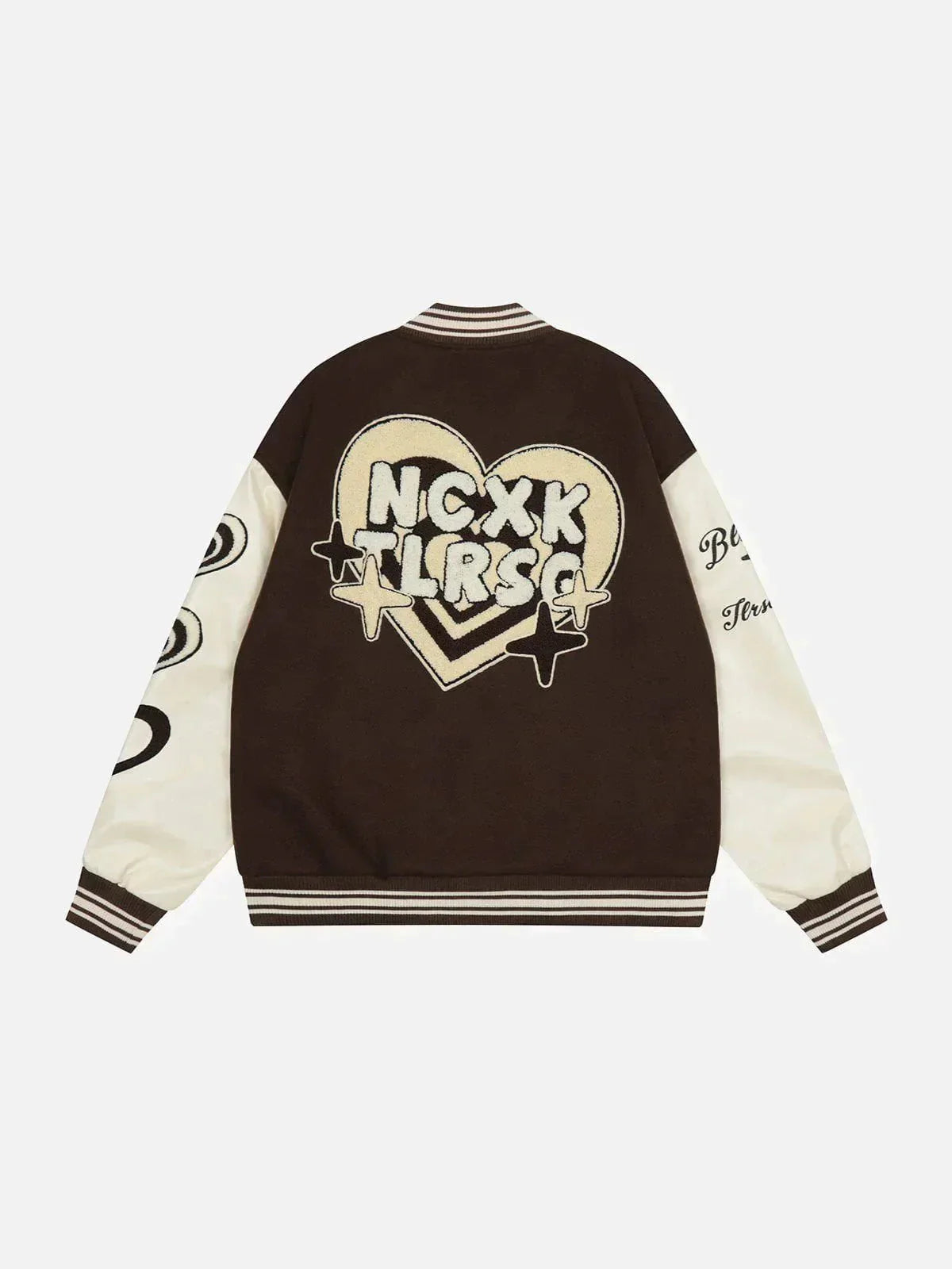Eprezzy® - Vintage Heart Flock Embroidered Varsity Jacket Streetwear Fashion - eprezzy.com