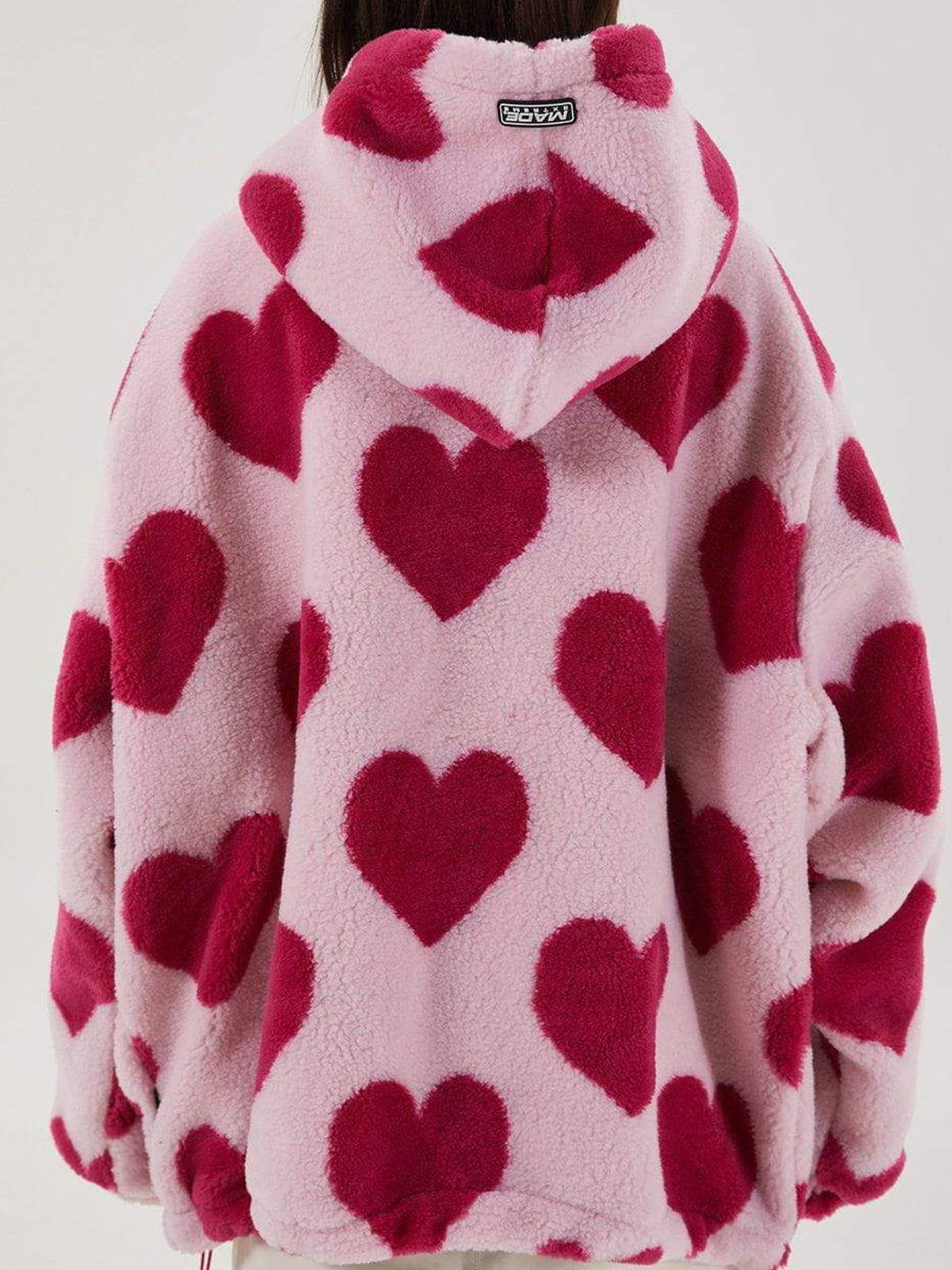 Eprezzy® - Vintage Heart Pattern Oversize Sherpa Coat