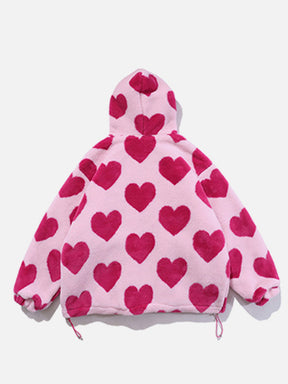 Eprezzy® - Vintage Heart Pattern Oversize Sherpa Coat Streetwear Fashion - eprezzy.com