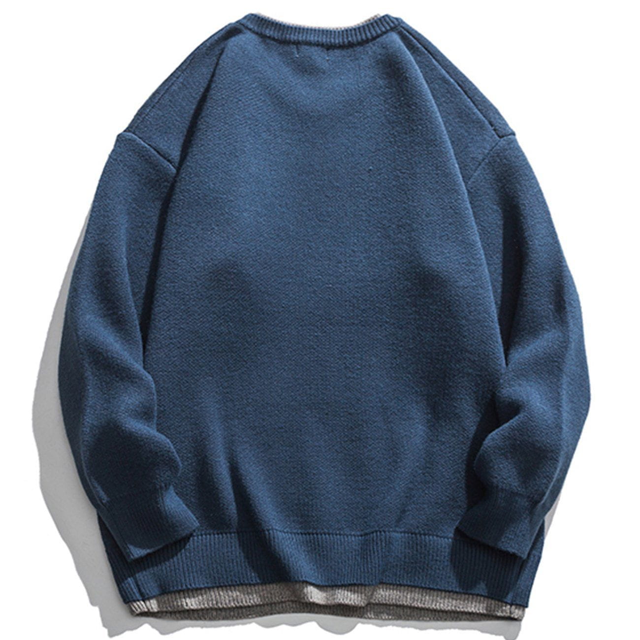 Eprezzy® - Vintage Mountain Pattern Fake Two Knit Sweater Streetwear Fashion - eprezzy.com
