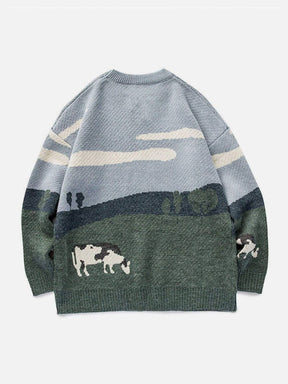 Eprezzy® - Vintage Prairie Cow Pattern Streetwear Sweater Streetwear Fashion - eprezzy.com